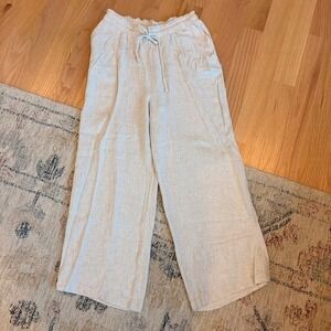 eesome Linen Blend High-Rise Wide Leg Pants Size L Cream Natural (ee:some)